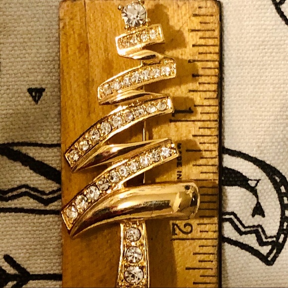 Monet Silver and Gold Christmas Tree Brooch - Picture 6 of 6